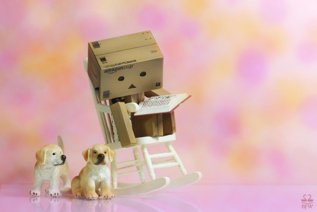 Обои картинки фото разное, данбо, danboard, щенки, кресло, коробочка