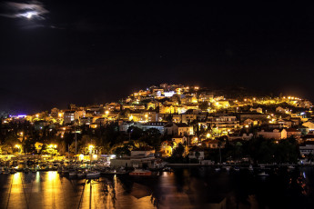 Картинка города дубровник хорватия дома море огни ночь побережье