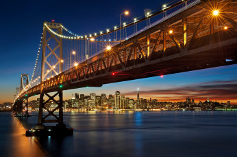 Картинка города сан франциско сша california san francisco дома мост река огни ночь