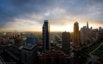 Картинка города Чикаго сша город панорама здания небо