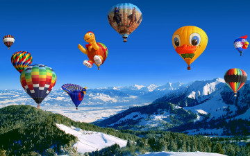 Картинка авиация воздушные+шары горы небо полёт шары воздушные