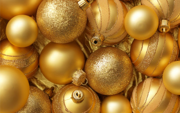 Картинка праздничные шары christmas merry gold balls decoration рождество новый год золотые украшения