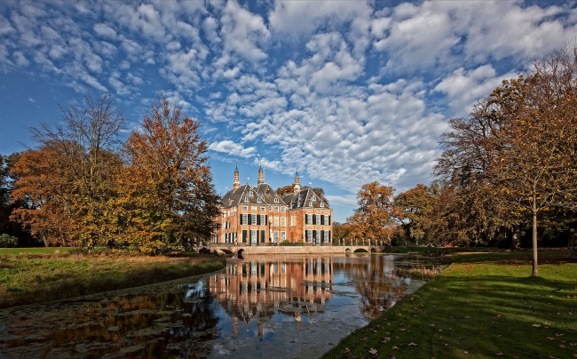 Обои картинки фото duivenvoorde castle, города, - дворцы,  замки,  крепости, парк, пруд, замок