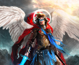 Картинка фэнтези ангелы арт ангел крылья мужчина меч