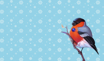 Картинка праздничные -+разное+ новый+год минимализм птица снег игрушка рождество