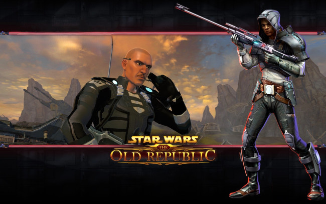 Обои картинки фото видео игры, star wars,  the old republic, персонажи, оружие, скалы