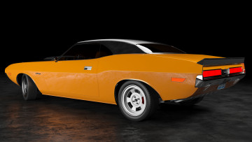 обоя автомобили, 3д, dodge, challenger, rear