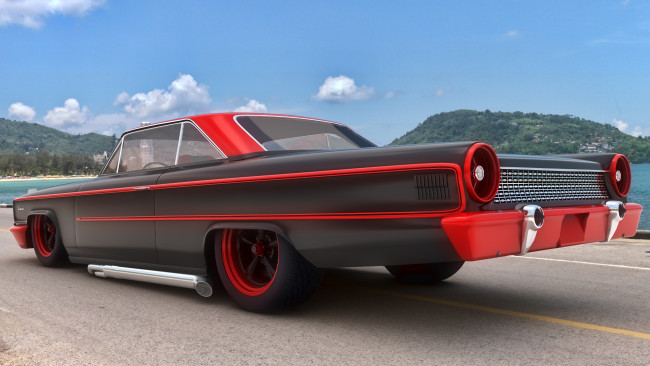 Обои картинки фото автомобили, 3д, 1963, custom, galaxie, ford