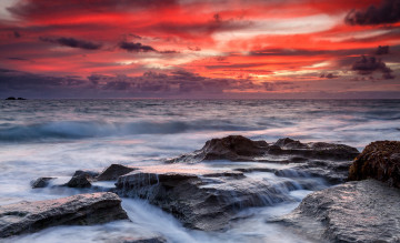 Картинка природа побережье пейзаж море закат