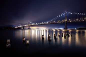 Картинка города сан-франциско+ сша ночь река огни мост