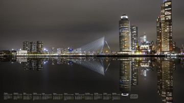 Картинка календари города водоем 2018 освещение небоскреб отражение