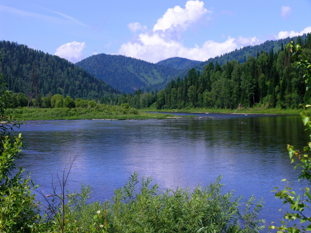 Обои картинки фото река томь, природа, реки, озера, горы, лес, сибирь, река, томь, россия