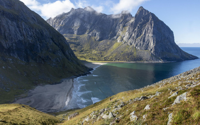 Обои картинки фото kvalvika beach, lofoten islands, norway, природа, побережье, kvalvika, beach, lofoten, islands