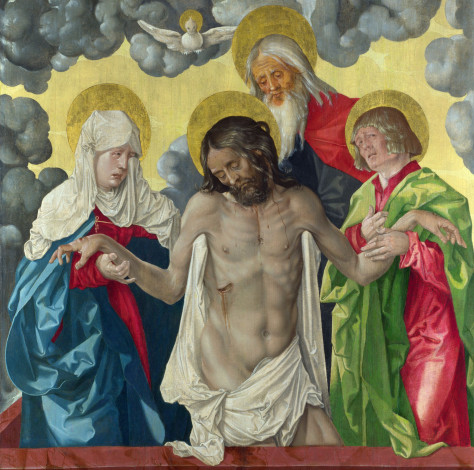 Обои картинки фото hans, baldung, grien, the, trinity, and, mystic, pieta, фрагмент, рисованные, троица