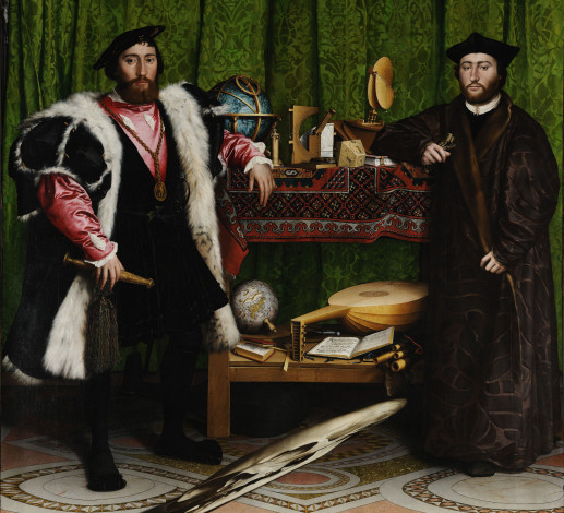 Обои картинки фото hans, holbein, the, younger, ambassadors, рисованные, дипломаты