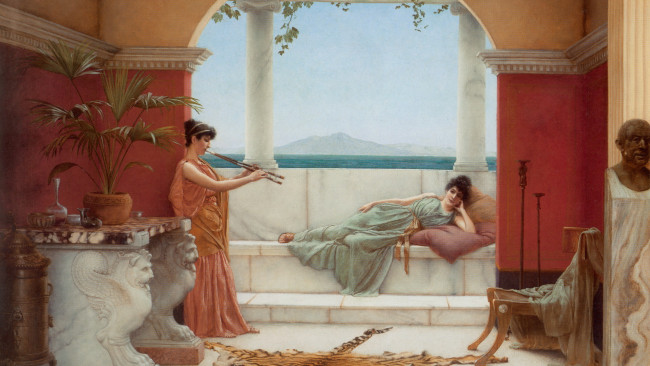 Обои картинки фото john, william, godward, the, sweet, siesta, of, summer, day, рисованные, живопись