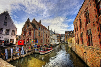 Картинка города брюгге бельгия дома канал
