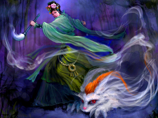 Обои картинки фото oriental, фэнтези, маги, колдунья, дух, лес