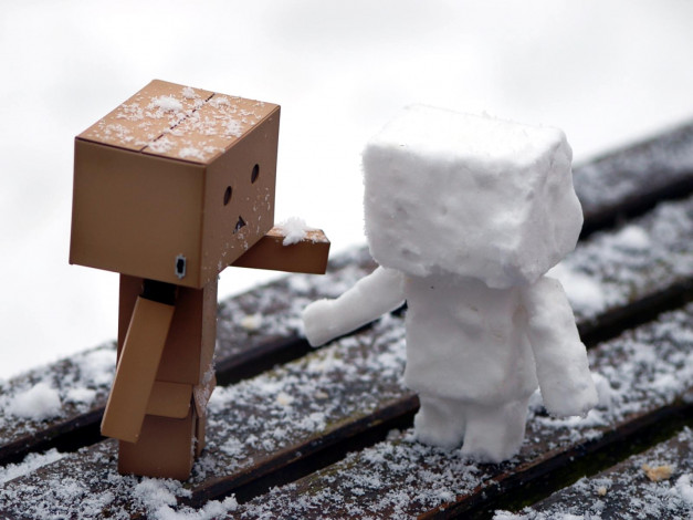 Обои картинки фото разное, данбо, danboard, снеговик, коробочка