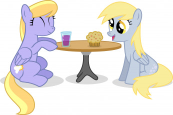 обоя мультфильмы, my little pony, стол, пони
