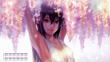 Картинка календари аниме 2018 девушка взгляд лицо цветы
