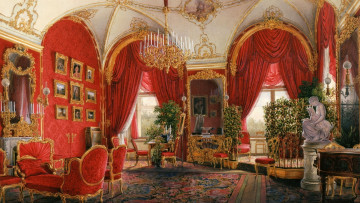 Картинка интерьер дворцы +музеи люстра канделябры шторы