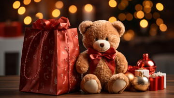 Картинка праздничные мягкие+игрушки игрушка медведь рождество мишка подарки новый год медвежонок тедди