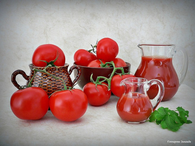 Обои картинки фото gon, zinaida, томатный, сок, еда, помидоры, томаты