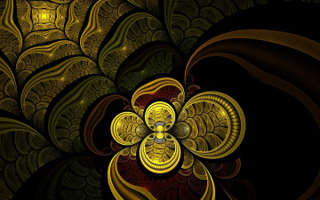 Картинка 3д графика fractal фракталы волны лепестки цветок узор