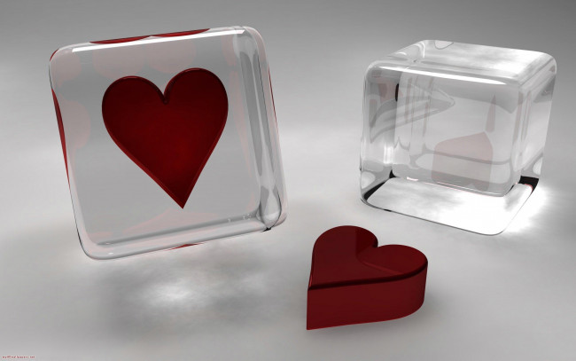 Обои картинки фото 3д, графика, romance, сердечки, пластик, кубики