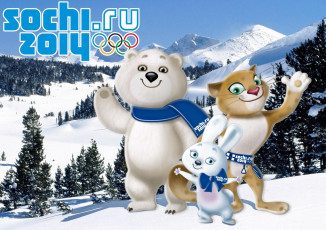 Картинка спорт логотипы+турниров игры олимпийские sochi 2014 зимние талисманы олимпиада сочи