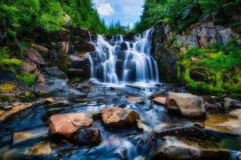 Картинка washington++mount+rainier+national+park природа водопады лес парк park mount rainier washington водопад