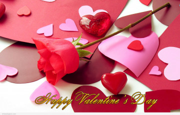 обоя праздничные, день святого валентина,  сердечки,  любовь, роза, сердечки