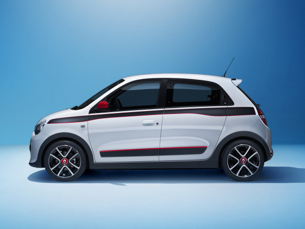 Обои картинки фото автомобили, renault, 2014г, фон, синий, twingo