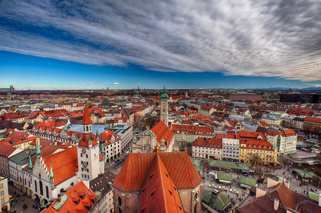 Обои картинки фото мюнхен , германия, города, - панорамы, крыши, munich, bavaria, germany, бавария