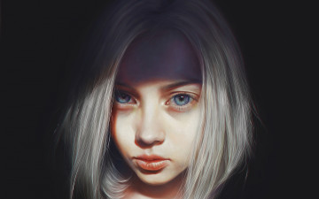 Картинка рисованное люди девушка лицо арт глаза взгляд настроение темно волосы губы красота