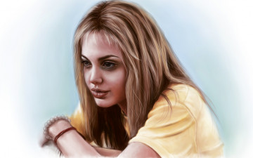 Картинка рисованное люди лицо модель angelina jolie звезда блондинка глаза девушка губы актриса