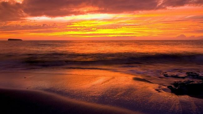 Обои картинки фото природа, восходы, закаты, море, небо, закат, берег