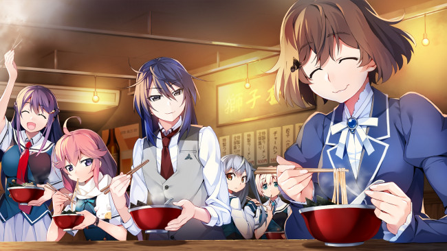 Обои картинки фото аниме, grisaia no kajitsu, девушка, взгляд, фон