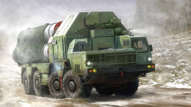 Обои картинки фото рисованное, армия, зрк, фаворит, с-300, россия, зенитно-ракетный, комплекс, пусковая, установка