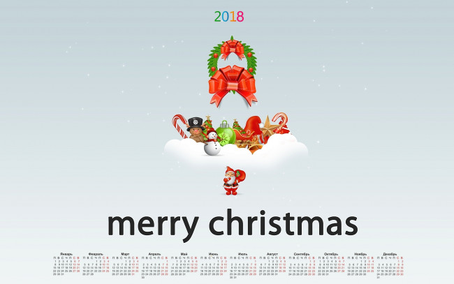 Обои картинки фото календари, праздники,  салюты, 2018, снеговик, санта, клаус