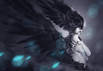 Картинка фэнтези ангелы фон девушка крылья