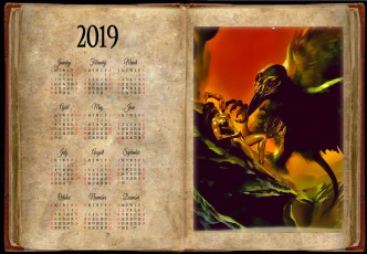 Картинка календари фэнтези книга девушка птица маска