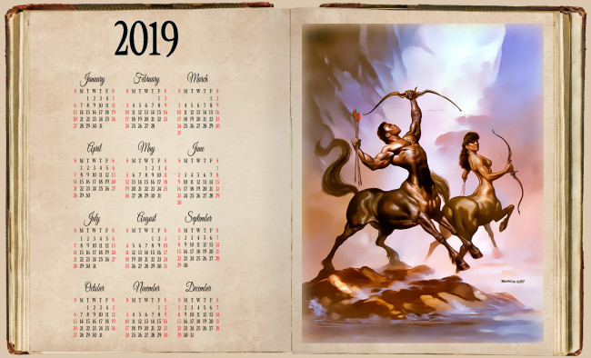 Обои картинки фото календари, фэнтези, оружие, лук, кентавр