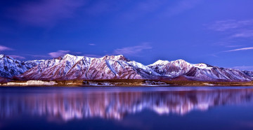 Картинка природа горы снег озеро небо