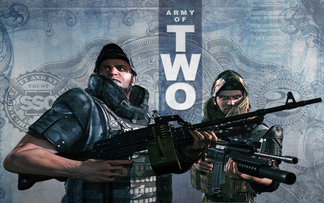 Обои картинки фото видео игры, army of two, мужчины, оружие, снаряжение