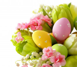 обоя праздничные, пасха, easter, spring, nest, цветы, яйца, blossom, delicate, eggs, flowers, happy, pink, пастель, весна, pastel