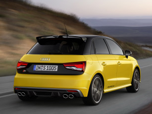 обоя автомобили, audi, желтый, 2014г, sportback, s1