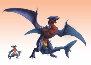 Картинка аниме pokemon покемон арт крылья дракон синий