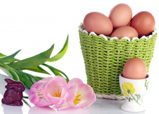 Картинка праздничные пасха шоколад тюльпаны яйца